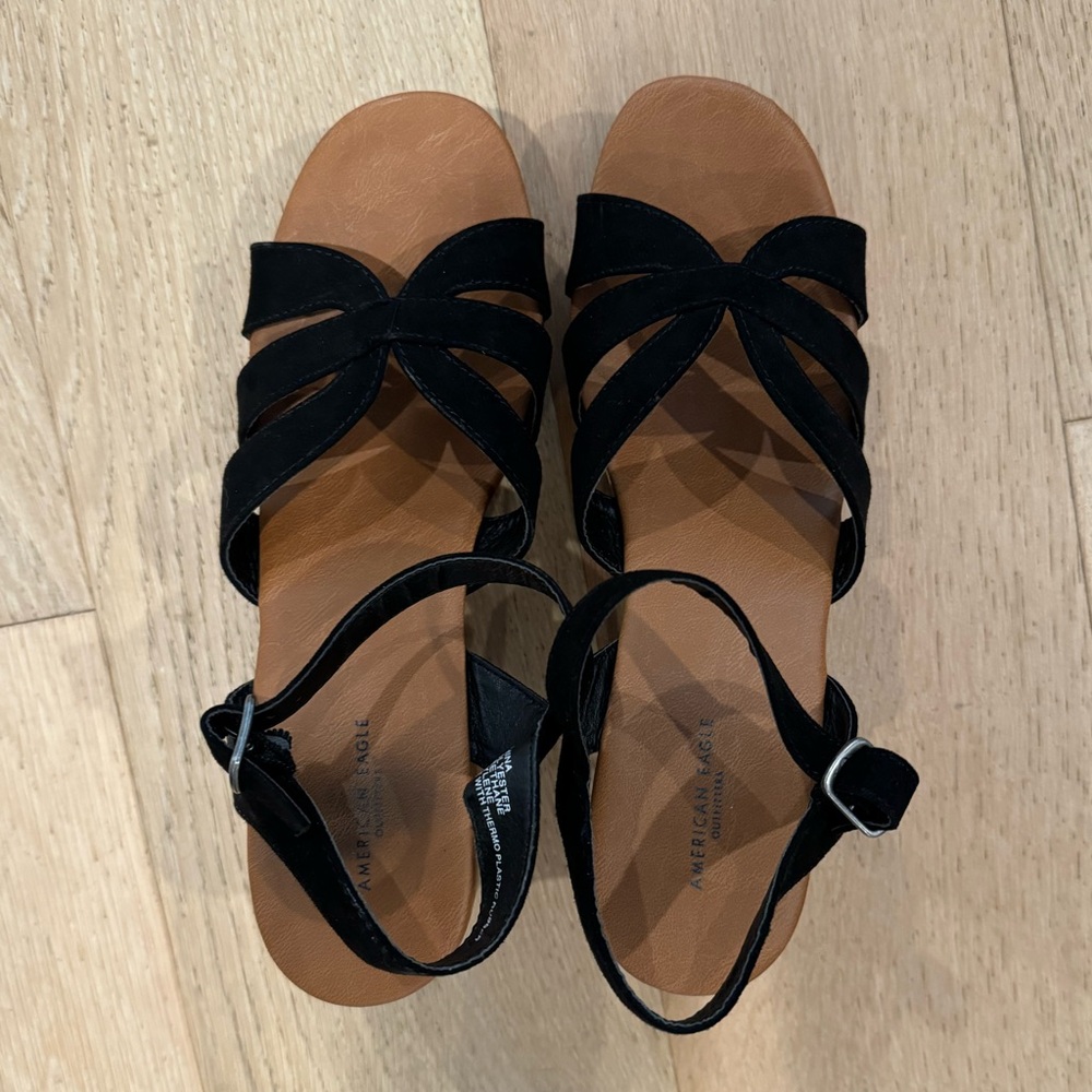 Black Wedge/Platform Sandals - American Eagle